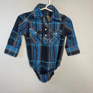 Cowboy Legend Button Down Plaid Onesie